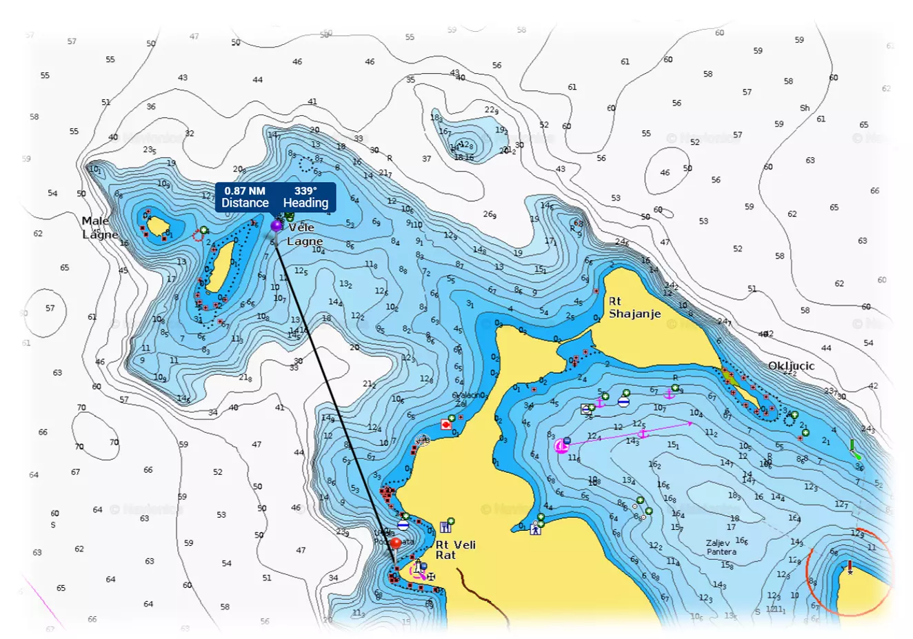 Shipwreck Michelle - navigational chart